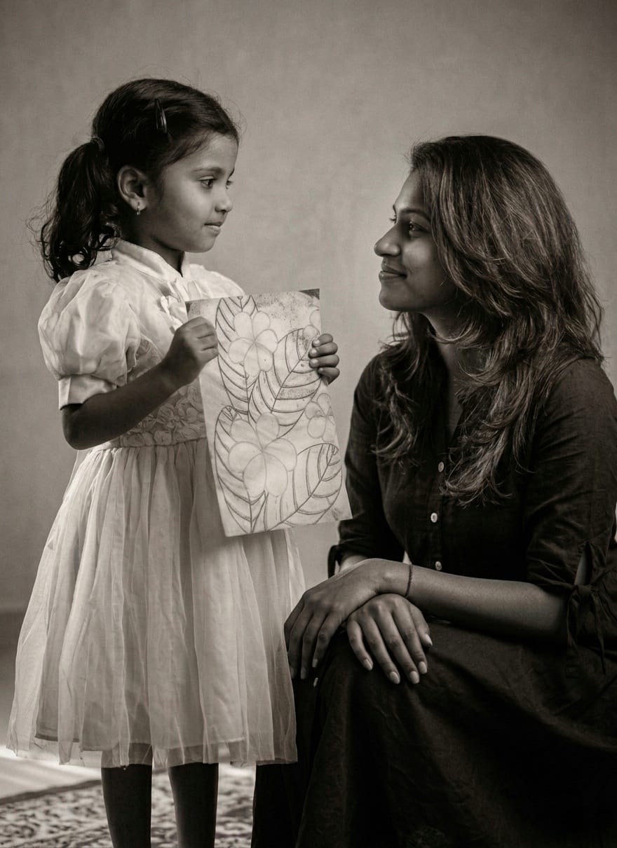 Nimesha with her younger self